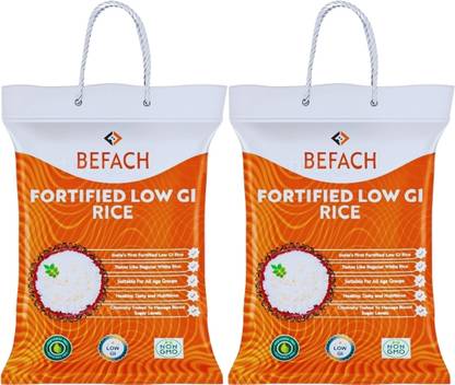 Befach Diabetic Friendly / Low Glycemic (GI) Index (pack of 2) Sona Masoori Rice (Medium Grain, Polished)