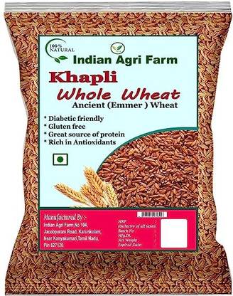 IAgriFarm Khapli Wheat - 3 Kg - Low Gluten, Glycaemic Index (GI) and Diabetics Friendly Brown Long Grain Rice (Long Grain)