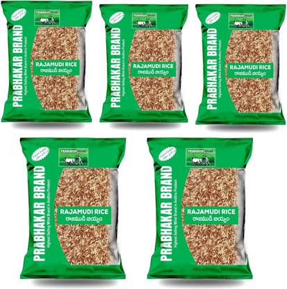 Prabhakar Brand Rajamudi Rice - 5kg | Traditional Hand-Pounded Rice | High Fiber & Nutrition Red Rajamudi Rice (Medium Grain, Unpolished)