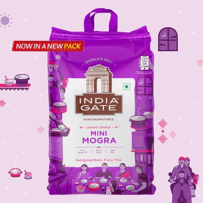 INDIA GATE 1 Cup Serves 5 Mini Mogra | Aged Rice | Smart Choice Basmati Rice (Polished)