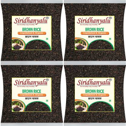siridhanyalu Brown Rice, Low Glycemic Index Forbidden Brown Rice (Gwt. 4Kg) Black Black Rice (Long Grain, Unpolished)