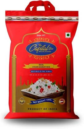 The Capital Rice Naturally Aromatic XXXL Basmati Rice, 10kg - Long Grain for Biryani Basmati Rice (Long Grain, Steam)
