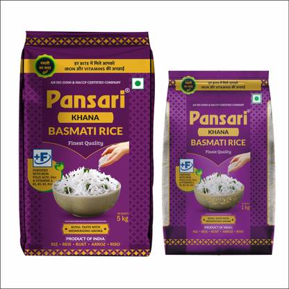 Pansari Khana Basmati Chawal - Perfectly Aged, Best for Pulav, 6 kg long grain rice Basmati Rice (Long Grain, Raw)