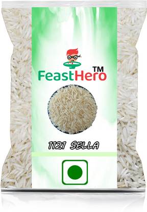 Feasthero 1121 Sella Basmati Rice Extra Long Grain|Biryani Rice| 2Kg|Daily Use Basmati Rice (Full Grain, Polished)