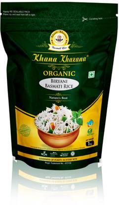 KHANA KHAZANA Organic Biryani Basmati Rice | Perfectly Aged | Amazing taste, flavour & aroma | Basmati Rice (Long Grain, Raw)