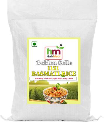 Hubmeal Premium 1121 Extra Long Grain Basmati Rice GOLDEN SELLA Aged Rice | 20kg Yellow Basmati Rice (Long Grain, Parboiled)