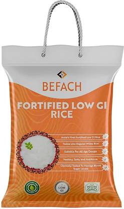 Befach Fortified Low GI White Rice for Sugar Free Weight Loss Everyday Rice (Medium Grain, Polished)