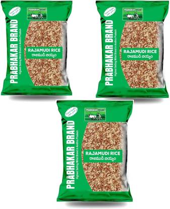 Prabhakar Brand Rajamudi Rice - 3kg | Traditional Hand-Pounded Rice | High Fiber & Nutrition Red Rajamudi Rice (Medium Grain, Unpolished)