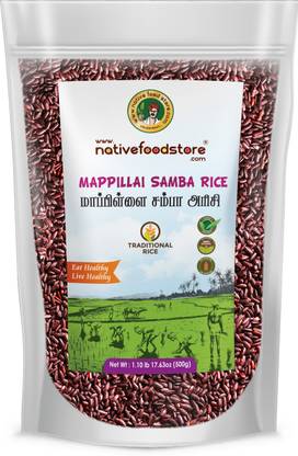 Nativefoodstore Mappillai Samba Rice(500g) Red Mapillai Samba Rice (Full Grain)