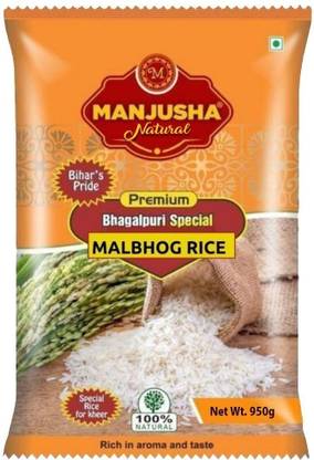 Manjusha Natural Premium Bhagalpuri Net Wt. 950 gm | Rich in aroma & taste Mal Bhog Rice (Small Grain, Raw)