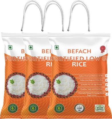 Befach Fortified White Rice Low GI for Sugar Free Weight Loss Everyday Rice (Medium Grain, Polished)