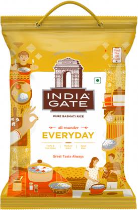 INDIA GATE All Rounder Everyday | Aged Rice | Fluffy & Non-Sticky Basmati Rice (Medium Grain, Polished)