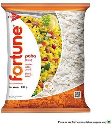 FORTUNE Thick Poha, Source of Fibre and Protein, 500g Poha