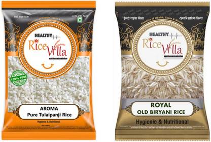 Healthy Rice Villa Aroma Pure Tulaipanji & Royal Old Biryani Rice Combo Basmati Rice (Long Grain, Steam)