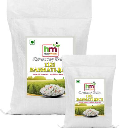 Hubmeal Premium 1121 Long Grain Basmati Rice CREAMY SELLA BASMATI RICE Aged Rice 10kg Basmati Rice (Long Grain, Parboiled)
