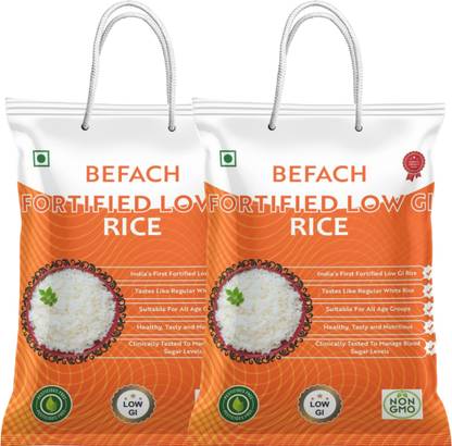 Befach Fortified Low GI White Rice, Sugar Free & Weight Loss Everyday Rice (Medium Grain, Polished)