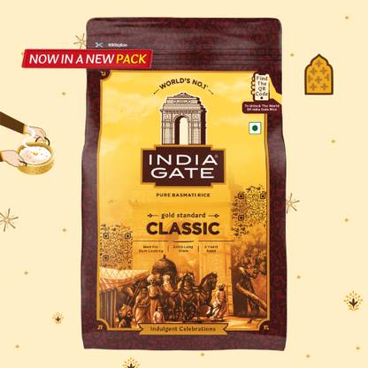 INDIA GATE Gold Standard Classic | 2 Years Aged | Extra Long Grains Basmati Rice (Long Grain, Polished)