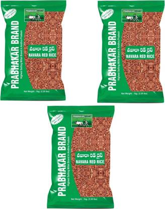 Prabhakar Brand Navara Rice combo pack of 3 Red Everyday Rice (Medium Grain, Unpolished)