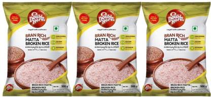 Double Horse Bran Rich Matta Broken Rice 500g x 3 Brown Matta Rice (Broken Grain, Boiled)