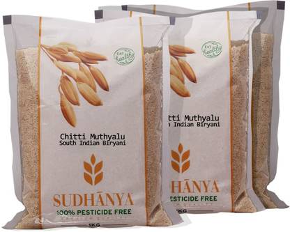 SUDHANYA Chitti Muthyalu South Indian Biryani Rice, Suitable for Pulao and Biryani Basmati Rice (Medium Grain, Raw)