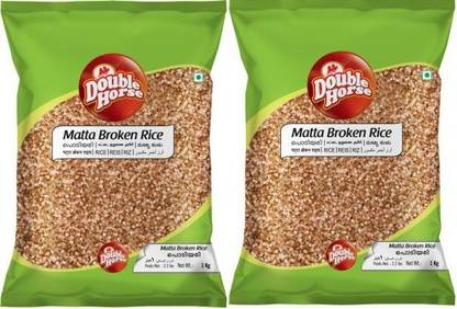 Double Horse Matta Broken Rice 1Kg ( Pack of 2) Brown Jyothi Rice (Broken Grain, Boiled)