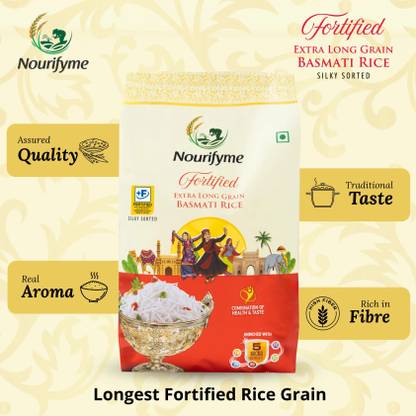 NOURIFYME Fortified Basmati Rice Aged 2+ Yrs Longest Grain Better Nutrition, Better health Basmati Rice