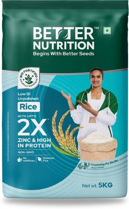 Better Nutrition Better Nutrition Biofortified Rice | High Zinc Protein | Low GI | 100% Natural Everyday Rice (Medium Grain, Unpolished)
