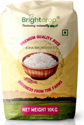 brightcrop Joha Brown Rice (10KG Pack), original unpolished Kunkuni joha rice from Assam Brown Joha Rice (Small Grain, Unpolished)