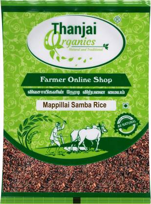 Thanjai Organics Mappillai Samba Rice 1 Kg| Hand Pounded Mappillai Samba Rice Red Mapillai Samba Rice (Medium Grain)