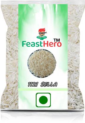 Feasthero 1121 Sella Basmati Rice Extra Long Grain|Biryani Rice| 15Kg|Daily Use Basmati Rice (Full Grain, Polished)