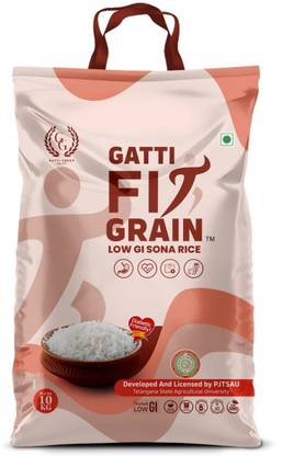 GATTI FIT GRAIN Low GI (Glycemic Index) White Rice | Perfect for Diet & Diabetic Patients | Sona Masoori Rice (Medium Grain, Polished)