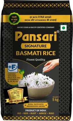 Pansari Basmati Rice 5Kg - Gluten free and Biriyani Masala 50g Basmati Rice (Long Grain, Steam)
