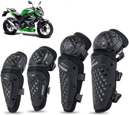 AUTO PEARL Knee Guard Set Riding Safety Protection E30 4Pcs Elbow Guard, Knee Guard Free Black