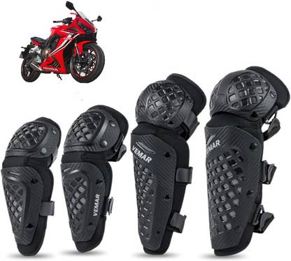 AUTO PEARL Knee Guard Set Riding Safety Protection E30 4Pcs Elbow Guard, Knee Guard Free Black