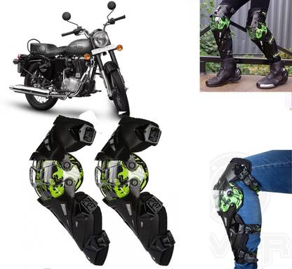 AUTO PEARL Black & Green Protective Knee Gurad 2 Pcs for Bullet 350 New Elbow Guard, Knee Guard Free Black, Green