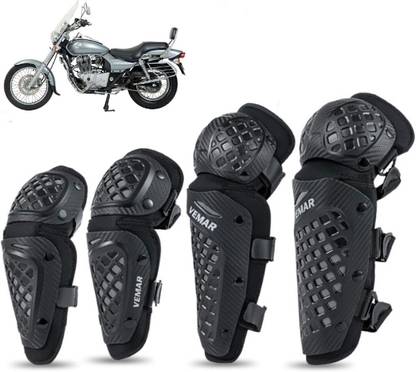 AUTO PEARL Knee Guard Set Riding Safety Protection E30 4Pcs Elbow Guard, Knee Guard Free Black