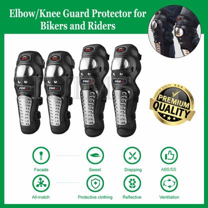 Allowing Pro-X Alloy Stainless Steel Knee Guard Flexible Breathable Adjustable Knee Shin Elbow Guard, Knee Guard Free Black