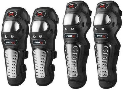 Huims 4Pcs/Set Motorcycle Kneepad Stainless Steel Moto Elbow Knee Pads Protective Elbow Guard, Knee Guard Free Black