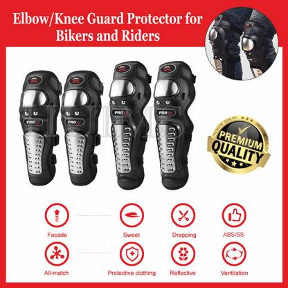 Allowing Pro-X Alloy Stainless Steel Knee Guard Flexible Breathable Adjustable Knee Shin Knee Guard, Elbow Guard Free Black