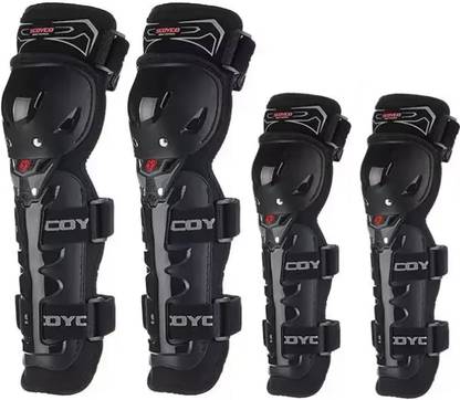 Taveesa Motorcycle Knee Shin Guards Elbow Guard Pads 4 in 1 PP Shell Protector Elbow Guard, Knee Guard Free Black