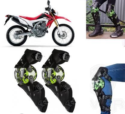 AUTO PEARL Black & Green Protective Knee Gurad 2 Pcs for CRF 250 L Elbow Guard, Knee Guard Free Black