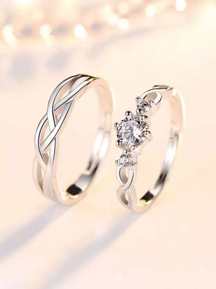 Devora Adjustable Couple Rings for lovers valentine gift Stainless Steel Ring Set