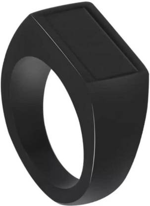 Roadster Rectangle Black Stone Stainless Steel Ring
