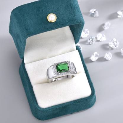 MYKI Stainless Steel Cubic Zirconia Silver Plated Ring