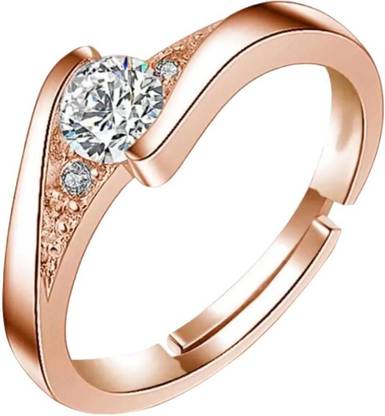 MYKI Sizzling Solitaire Adjustable Ring Stainless Steel Cubic Zirconia Gold Plated Ring