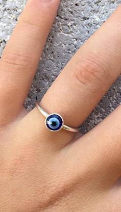 Chopra Gems Evil eye Stone Ring Natural Protection evil eye stone Brass Crystal Gold Plated Ring