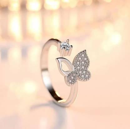 zebisco butterfly ring cubic zirconia trending ring Crystal, Stainless Steel, Sterling Silver, Zinc Crystal, Cubic Zirconia, Zircon Silver, Titanium Plated Ring