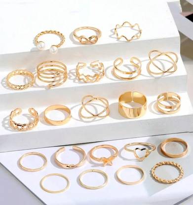 YouBella Stylish and Trendy Party Wear Jewellery Alloy Gold Plated Ring Set