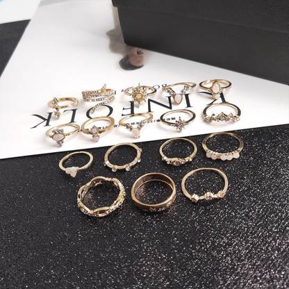 TheVineGirl Exclusive AD Studded Floral Gold Plated Plushy Rings for Women & Girls Alloy Gold Plated Ring