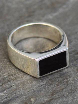 Roadster Rectangle Black Stone Stainless Steel Ring